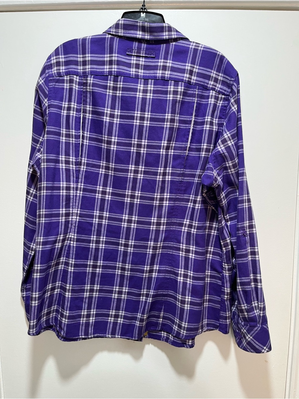 Duluth Trading Co Shirt 2XL Purple Plaid Flannel Button Up Pockets Womens - Picture 2 of 6